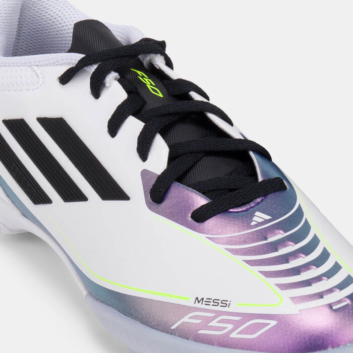 adidas Kids' F50 League Messi Turf Ground Football Shoes White image number 4