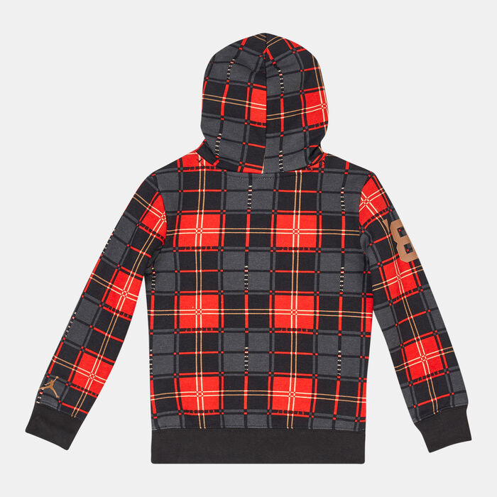 Jordan Kids' Essentials Plaid Pullover Hoodie Black image number 1
