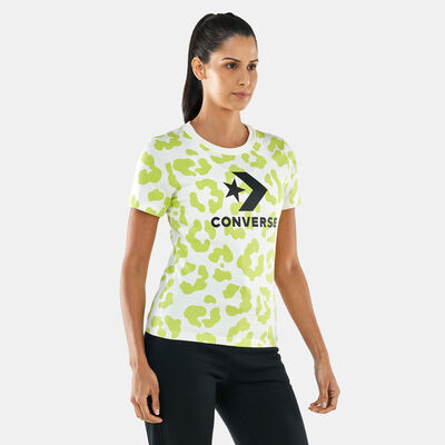 Converse Women's Exploded Leopard Stand Out Allover Printed T-Shirt Multi