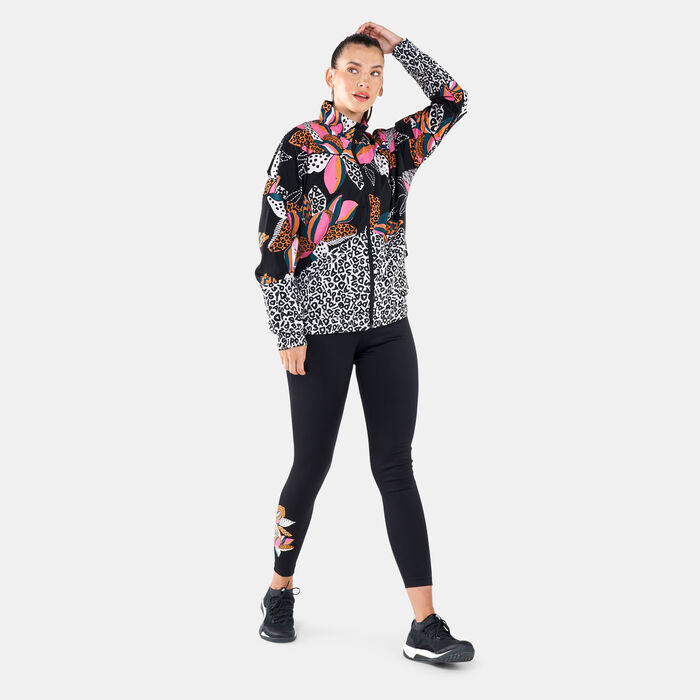 adidas Women's FARM Rio Print Relaxed Lightweight Windbreaker Jacket Black adidas Women's FARM Rio Print Relaxed Lightweight Windbreaker Jacket Black image number 2