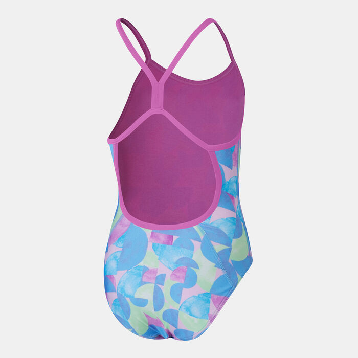 Speedo Kids' Digital Print One-Piece Swimsuit Blue image number 1