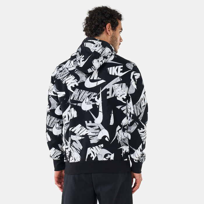 Nike Men's Sportswear Sport Essentials+ Allover Print Hoodie Blue Nike Men's Sportswear Sport Essentials+ Allover Print Hoodie Blue image number 1