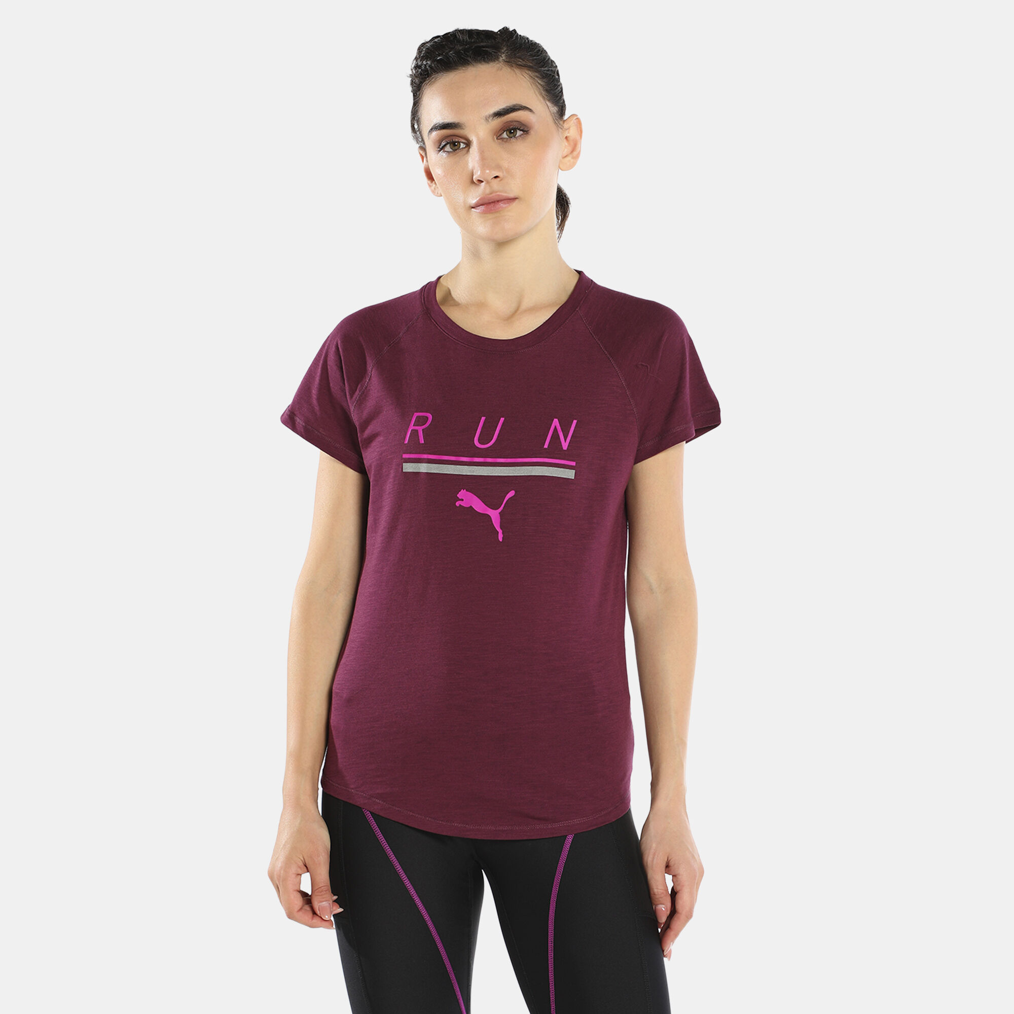 Women s Run 5K Logo T Shirt Purple PUMA in Qatar SSS