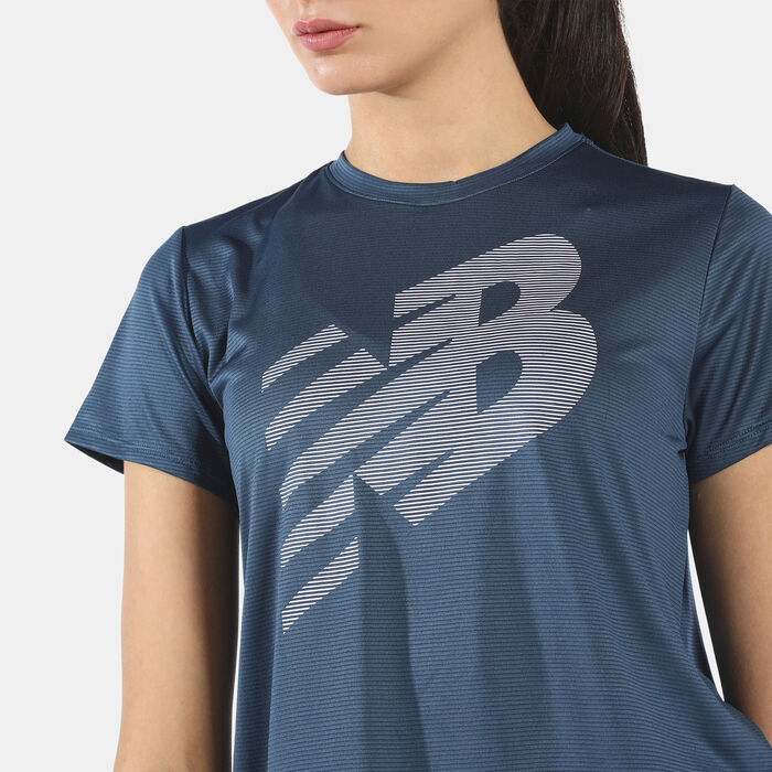 New Balance Women's Printed Accelerate T-Shirt Blue New Balance Women's Printed Accelerate T-Shirt Blue image number 3