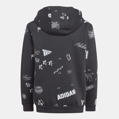 adidas Kids' Brand Love Allover Print Full-Zip Hoodie Black adidas Kids' Brand Love Allover Print Full-Zip Hoodie Black