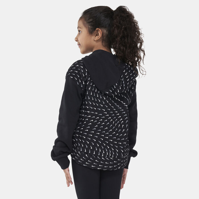Nike Kids' Sportswear Fleece Allover Print Hoodie Black Nike Kids' Sportswear Fleece Allover Print Hoodie Black image number 1