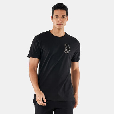 New Era Men's MLB Team Boston Red Sox Logo Metallic Print T-Shirt Black