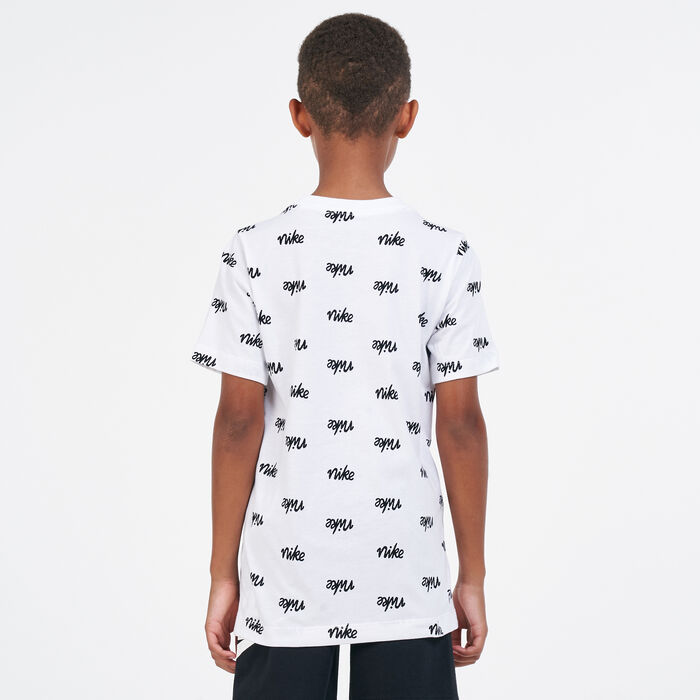 Nike Kids' Sportswear Script Printed T-Shirt White image number 1