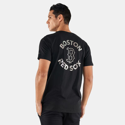 New Era Men's MLB Team Boston Red Sox Logo Metallic Print T-Shirt Black