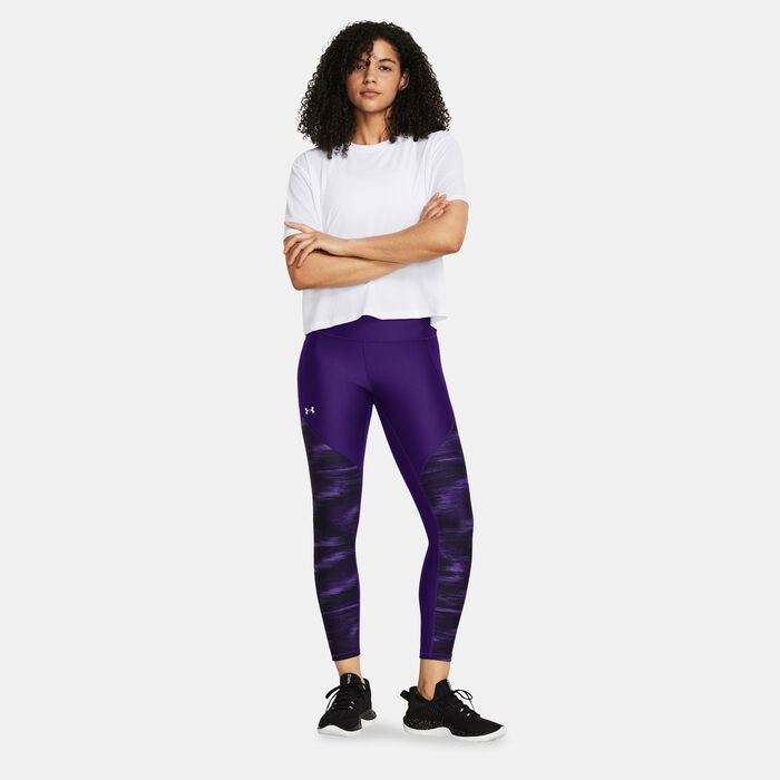 Under Armour Women's UA Tech Printed Panel Ankle Leggings Purple Under Armour Women's UA Tech Printed Panel Ankle Leggings Purple image number 2
