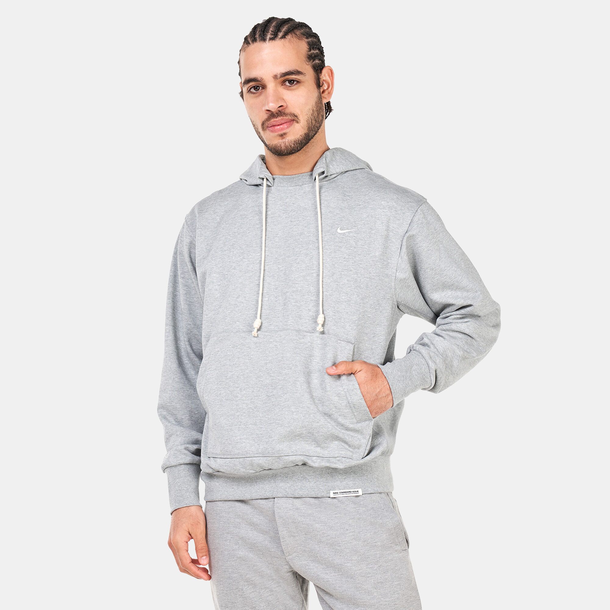 Men s Dri FIT Standard Issue Basketball Hoodie Grey Nike in Qatar SSS