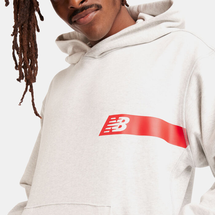 New Balance Men's Athletics French Terry Player Hoodie White New Balance Men's Athletics French Terry Player Hoodie White image number 4