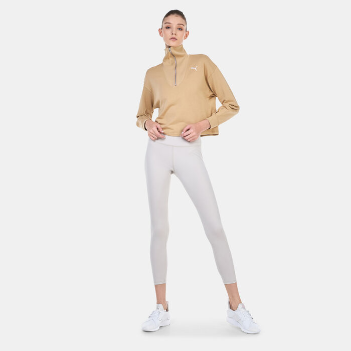PUMA Women's HER High-Neck Half-Zip Sweatshirt Beige PUMA Women's HER High-Neck Half-Zip Sweatshirt Beige image number 4