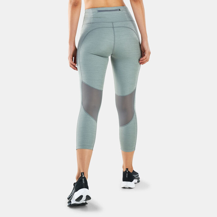 Nike Women's Fast Mid-Rise Crop Running Leggings Grey Nike Women's Fast Mid-Rise Crop Running Leggings Grey image number 1