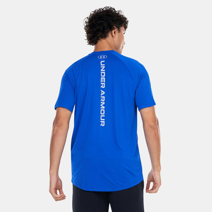 Under Armour Men's UA Tech™ Reflective Training T-Shirt Blue Under Armour Men's UA Tech™ Reflective Training T-Shirt Blue image number 1