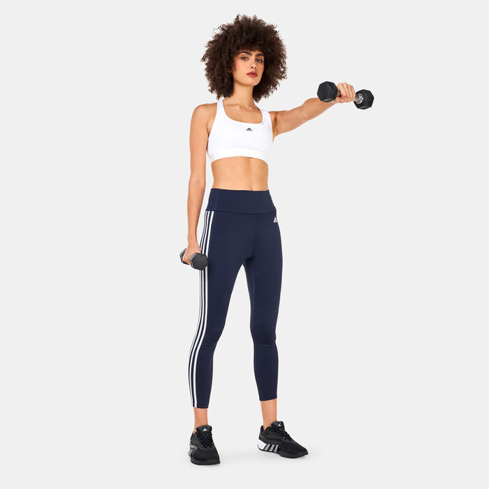 adidas Women's Designed to Move 3-Stripes 7/8 Sport Leggings Blue image number 2