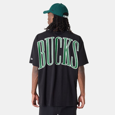 New Era Men's NBA Arch Milwaukee Bucks Woodmark T-Shirt Black