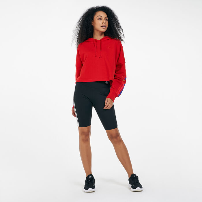 adidas Originals Women's Adicolor 3D Trefoil Cropped Hoodie Red adidas Originals Women's Adicolor 3D Trefoil Cropped Hoodie Red image number 2