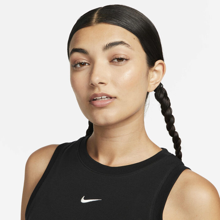 Nike Women's Sportswear Chill Tight Cropped Mini-Rib Tank Top Black Nike Women's Sportswear Chill Tight Cropped Mini-Rib Tank Top Black image number 2