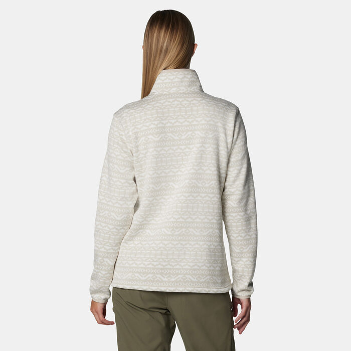 Columbia Women's Sweater Weather Printed Full-Zip Jacket White Columbia Women's Sweater Weather Printed Full-Zip Jacket White image number 1