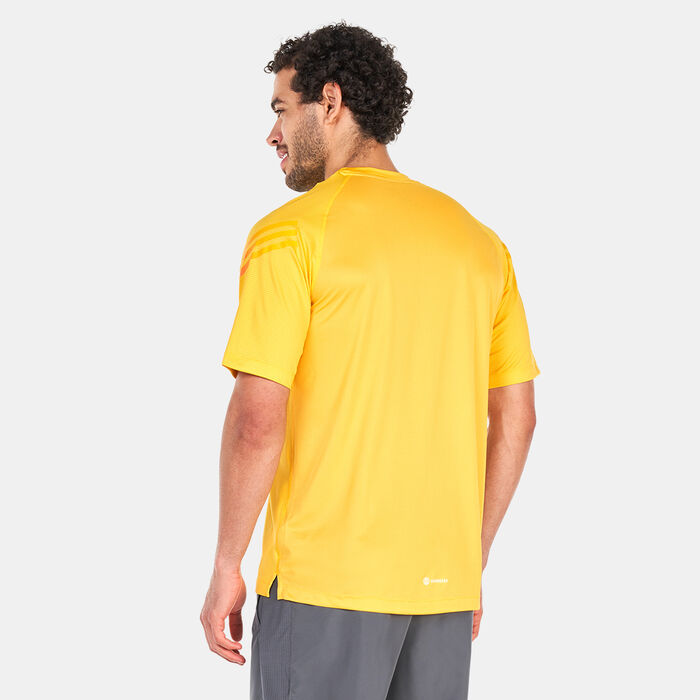 adidas Men's Train Icons 3-Stripes Training T-Shirt yellow adidas Men's Train Icons 3-Stripes Training T-Shirt yellow image number 1
