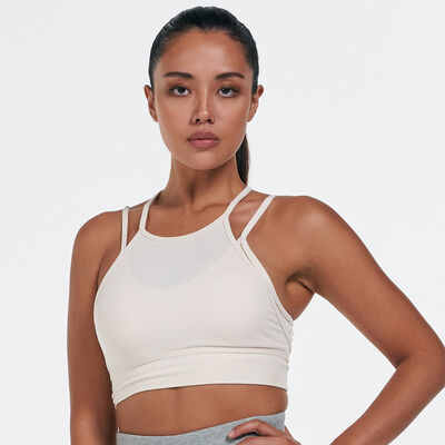 Nike Women's Yoga Dri-FIT Indy Bra Beige