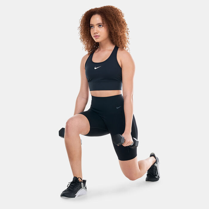 Nike Women's Swoosh Medium-Support Padded Longline Sports Bra Black image number 2