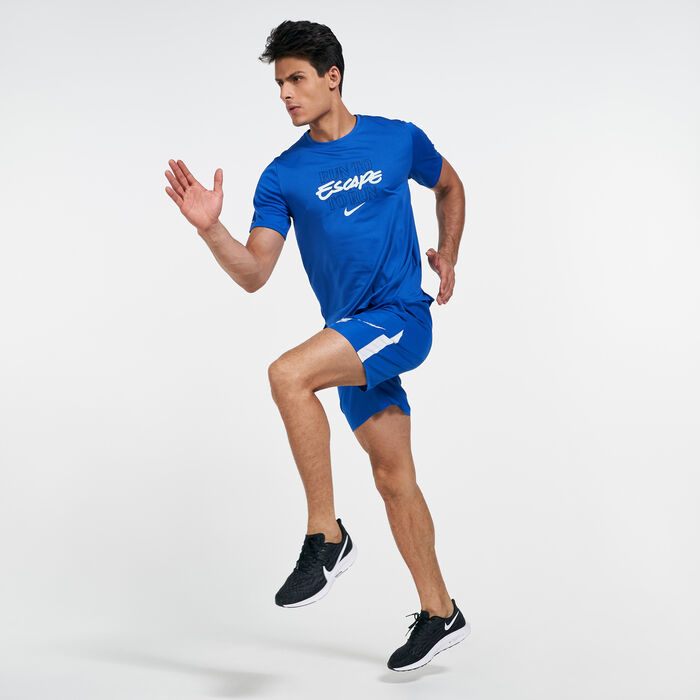 Nike Men's Dri-FIT Miler Wild Run T-Shirt Blue image number 2