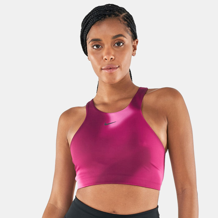 Nike Women's Yoga Dri-FIT Swoosh Allover Print Sports Bra Red Nike Women's Yoga Dri-FIT Swoosh Allover Print Sports Bra Red image number 0