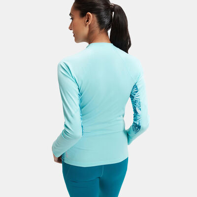 Speedo Women's Graphic Printed Long Sleeve Rashguard Blue Speedo Women's Graphic Printed Long Sleeve Rashguard Blue