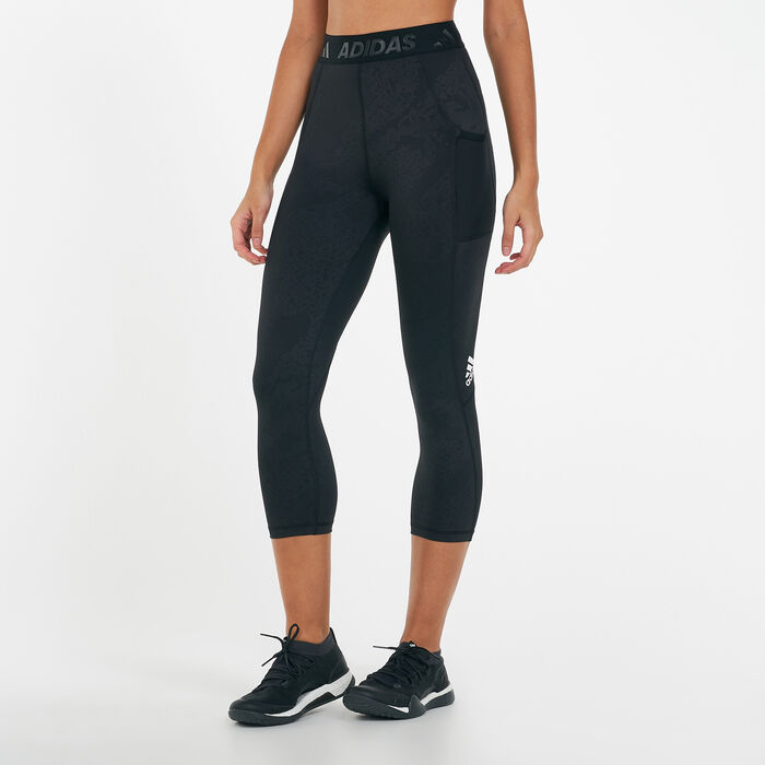 adidas Women's Techfit 3/4 Camo Leggings Black adidas Women's Techfit 3/4 Camo Leggings Black image number 0