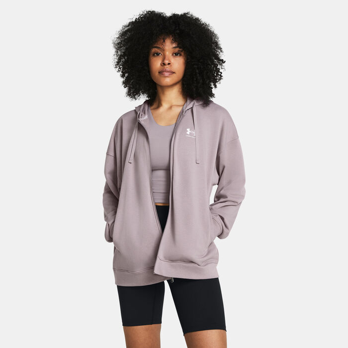 Under Armour Women's Rival Terry Full-Zip Hoodie Grey Under Armour Women's Rival Terry Full-Zip Hoodie Grey image number 0