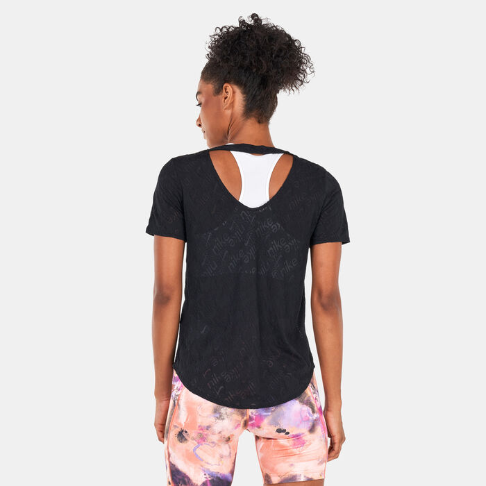 Nike Women's Air Dri-FIT Running T-Shirt Black Nike Women's Air Dri-FIT Running T-Shirt Black image number 1