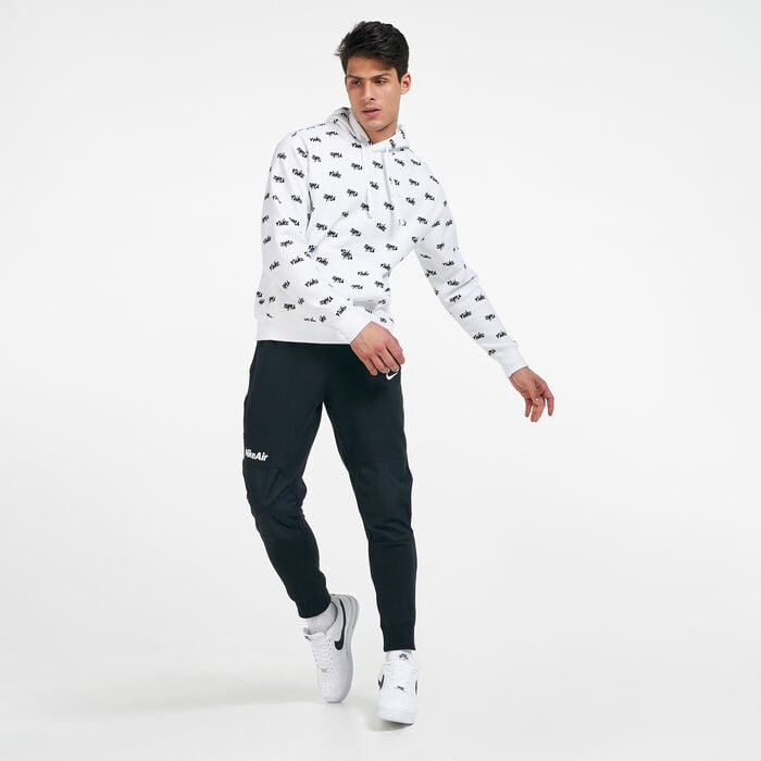 Nike Men's Sportswear Allover Script Club Hoodie White Nike Men's Sportswear Allover Script Club Hoodie White image number 2