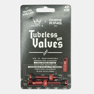 Peaty’s x Chris King (MK2) Tubeless Valves - 42mm Red Peaty’s x Chris King (MK2) Tubeless Valves - 42mm Red