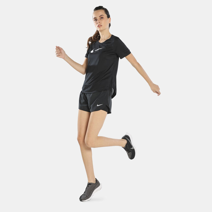 Nike Women's Dri-FIT Swoosh Run T-Shirt Black image number 2