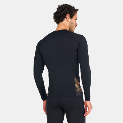 Speedo Men's Printed Long Sleeve Rashguard Black