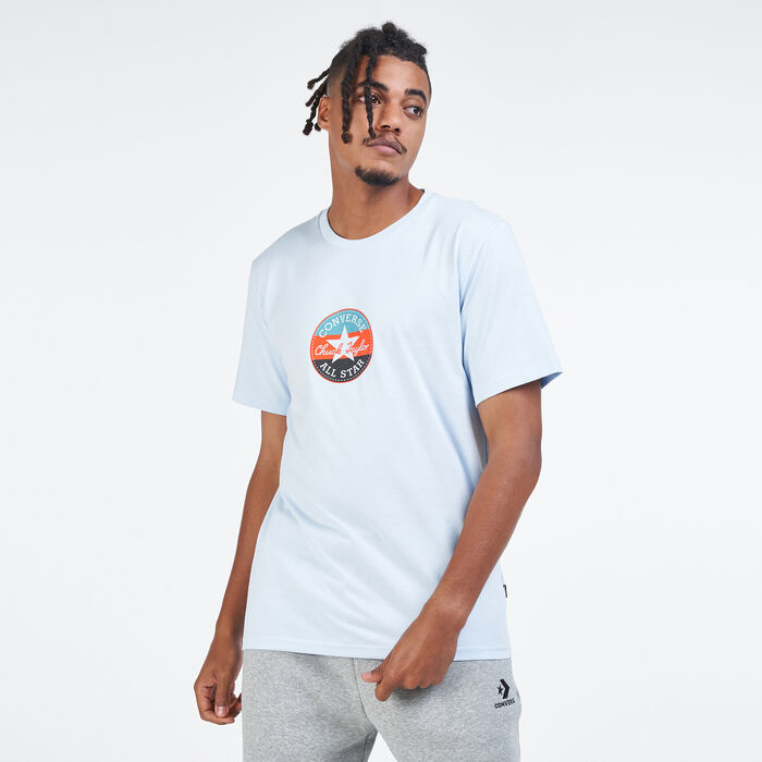 Converse Men's Striped Center Front Chuck Patch T-Shirt Blue Converse Men's Striped Center Front Chuck Patch T-Shirt Blue image number 0