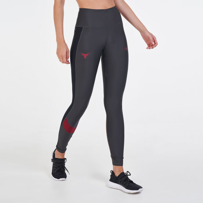 Under Armour Women's UA Project Rock HeatGear® No-Slip Waistband Leggings Grey image number 0