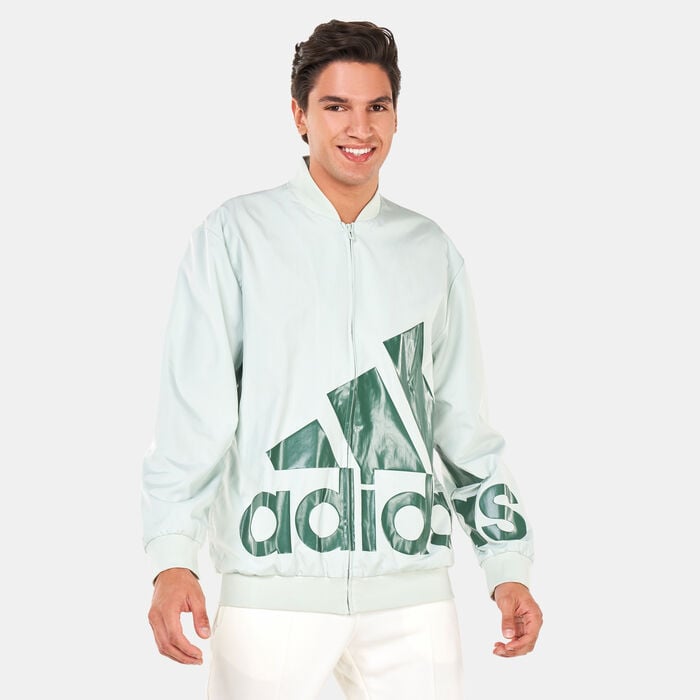 adidas Men's AEROREADY Essentials Giant Logo Windbreaker Green adidas Men's AEROREADY Essentials Giant Logo Windbreaker Green image number 0