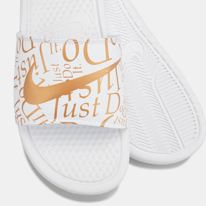 Nike Women's Benassi JDI Print Slides White Nike Women's Benassi JDI Print Slides White image number 2