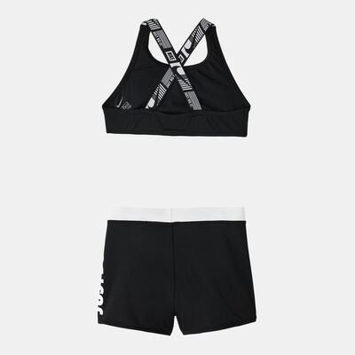 Nike Swim Kids' Just Do It Crossback Sport Bikini and Shorts Set Black Nike Swim Kids' Just Do It Crossback Sport Bikini and Shorts Set Black