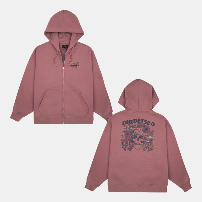 Converse Women's Blooming Full-Zip Hoodie Red Converse Women's Blooming Full-Zip Hoodie Red image number 0
