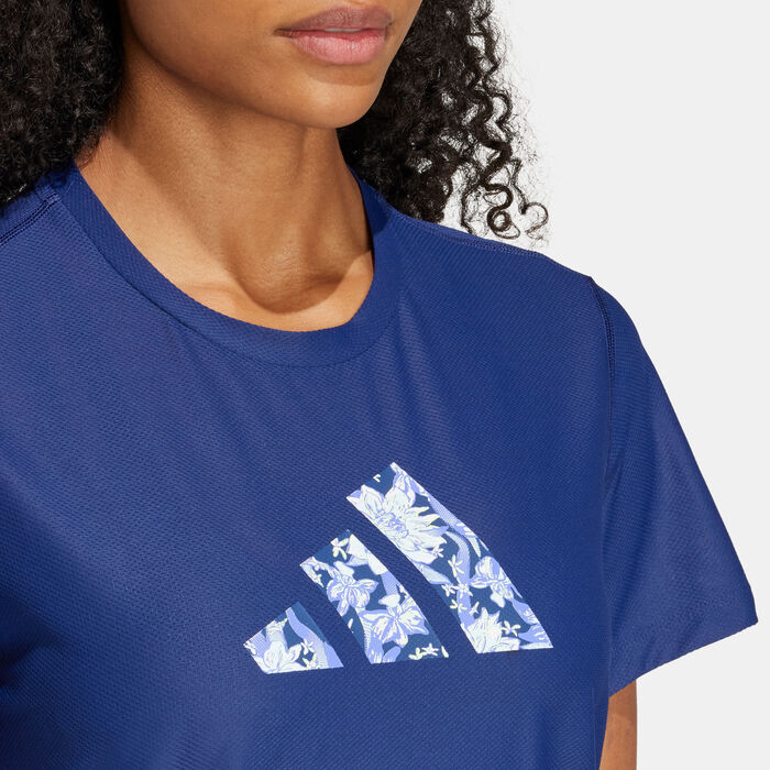 adidas Women's Running Supernatural Flora Graphic T-Shirt Blue adidas Women's Running Supernatural Flora Graphic T-Shirt Blue image number 3