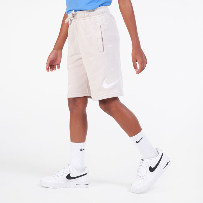 Nike Kids' Sportswear Swoosh French Terry Shorts (Older Kids) Grey image number 0