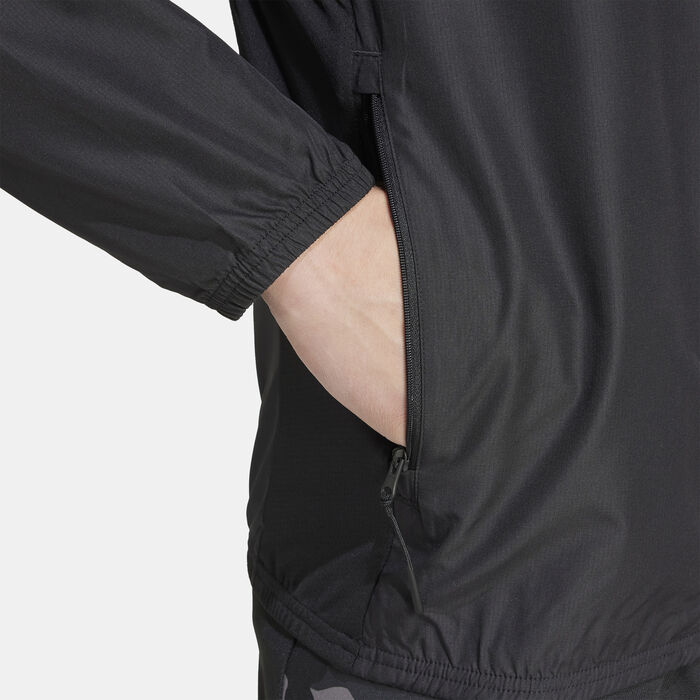 adidas Men's Gym+ Training 3-Stripes Training Windbreaker Jacket Black image number 4