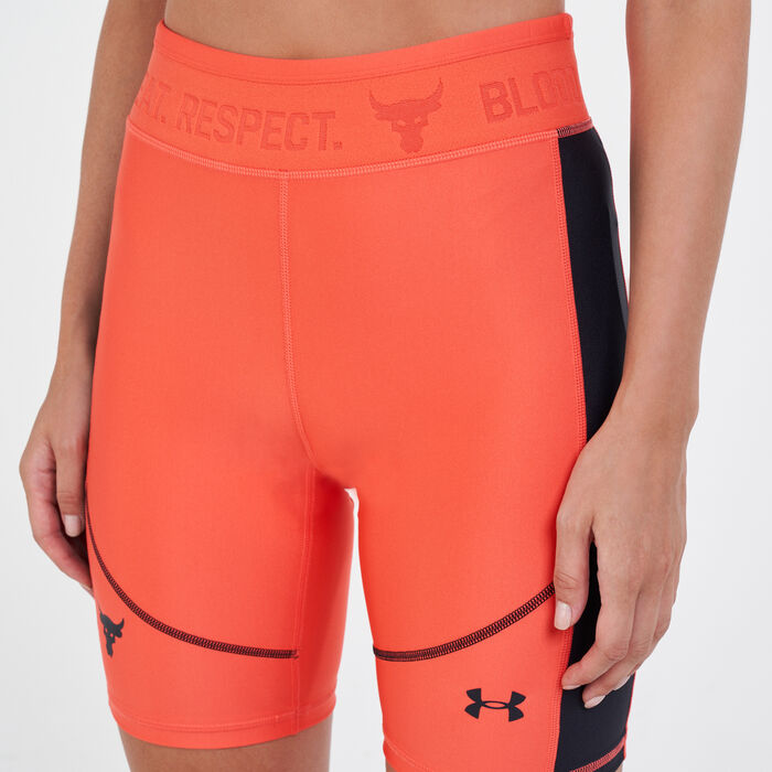 Under Armour Women's UA Project Rock HeatGear® Bike Shorts Red image number 3