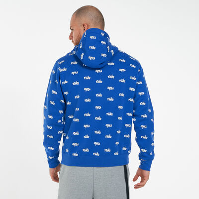 Nike Men's Sportswear Allover Script Club Hoodie Blue Nike Men's Sportswear Allover Script Club Hoodie Blue