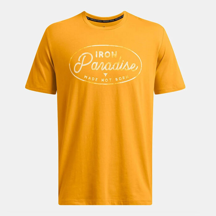 Under Armour Men's Project Rock Made Not Born Training T-Shirt yellow Under Armour Men's Project Rock Made Not Born Training T-Shirt yellow image number 0
