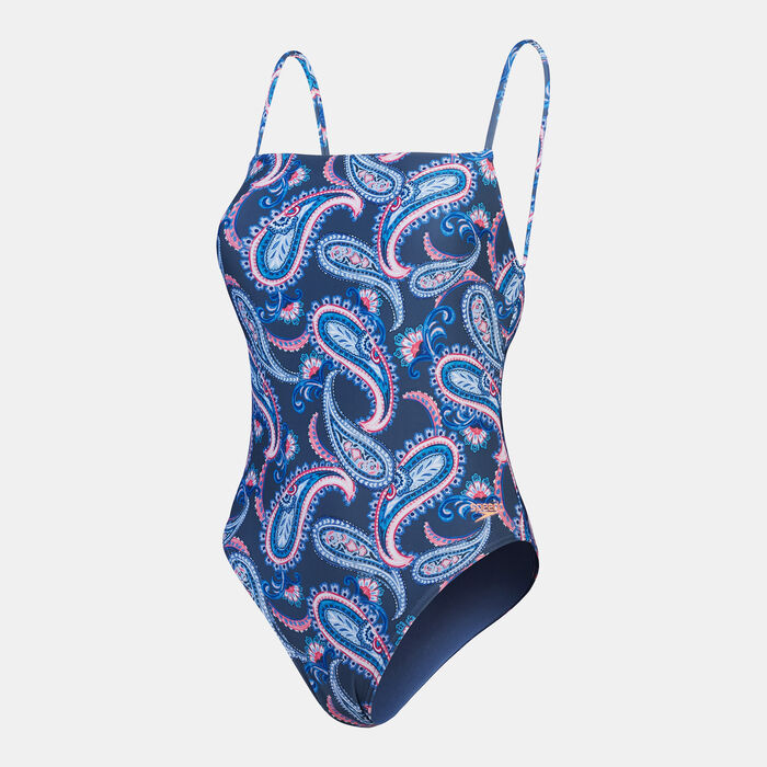 Speedo Womens Printed Thinstrap One-Piece Swimsuit Blue Speedo Womens Printed Thinstrap One-Piece Swimsuit Blue image number 0
